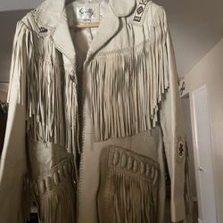 Scully White Leather Indian Jacket Size 42