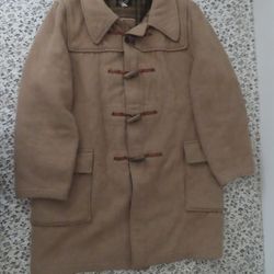 VTG Gloverall English Wool Tan Duffle Coat Jacket Mens 46 Toggle Made in England