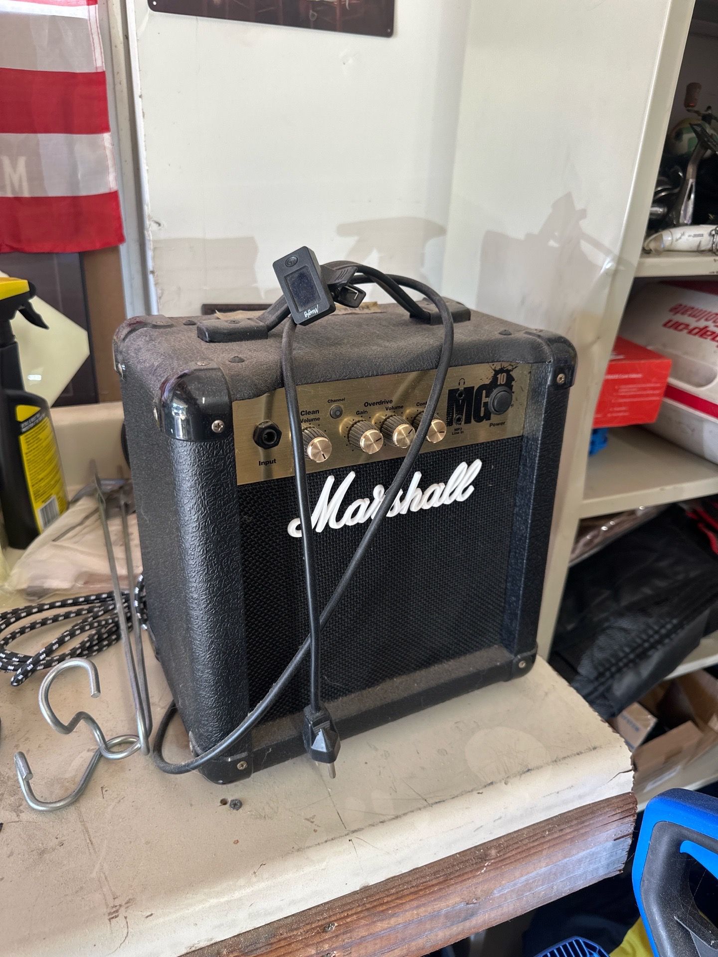 Marshall guitar amp and cable