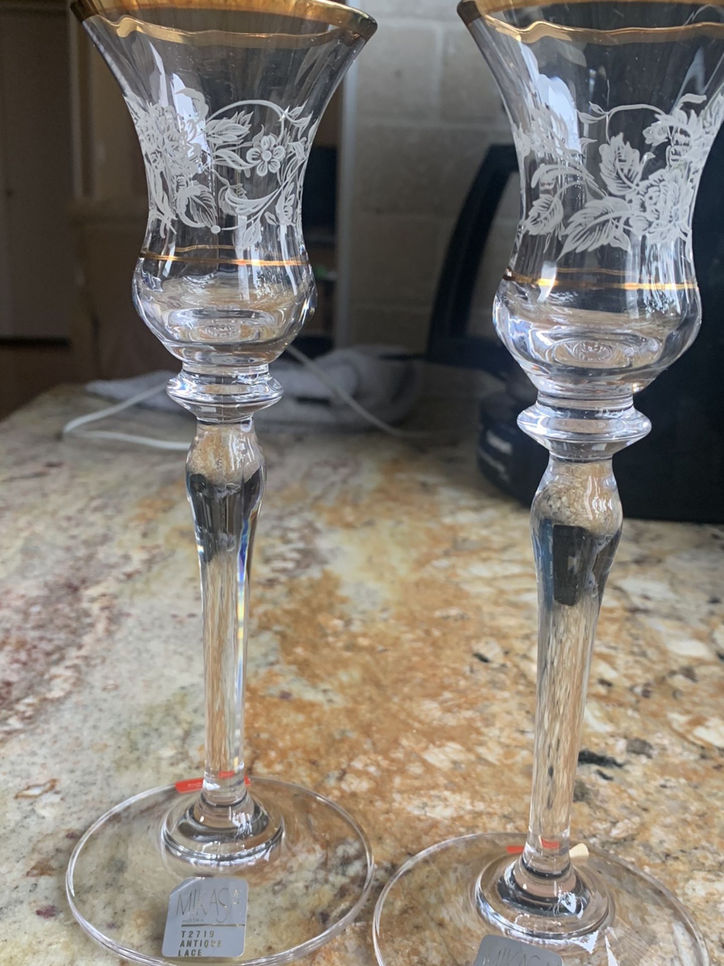 Mikasa Antique Lace Crystal Candlesticks