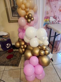 Pink Gold White Balloon Garland