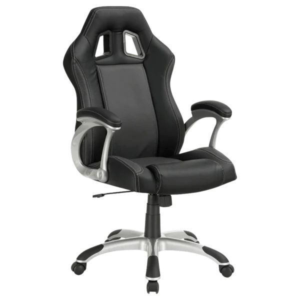Roger Adjustable Home Office Chair - Black Upholstered