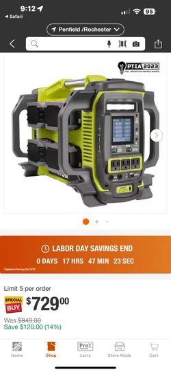 Ryobi 18v Power Station $550 With Batteries