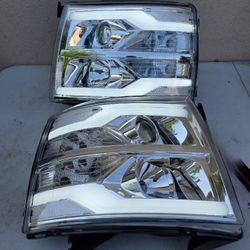 07-13 Chevrolet Silverado LED DRL Projector Headlights Luces Focos Micas Faros Faroles Headlamps Chevy 