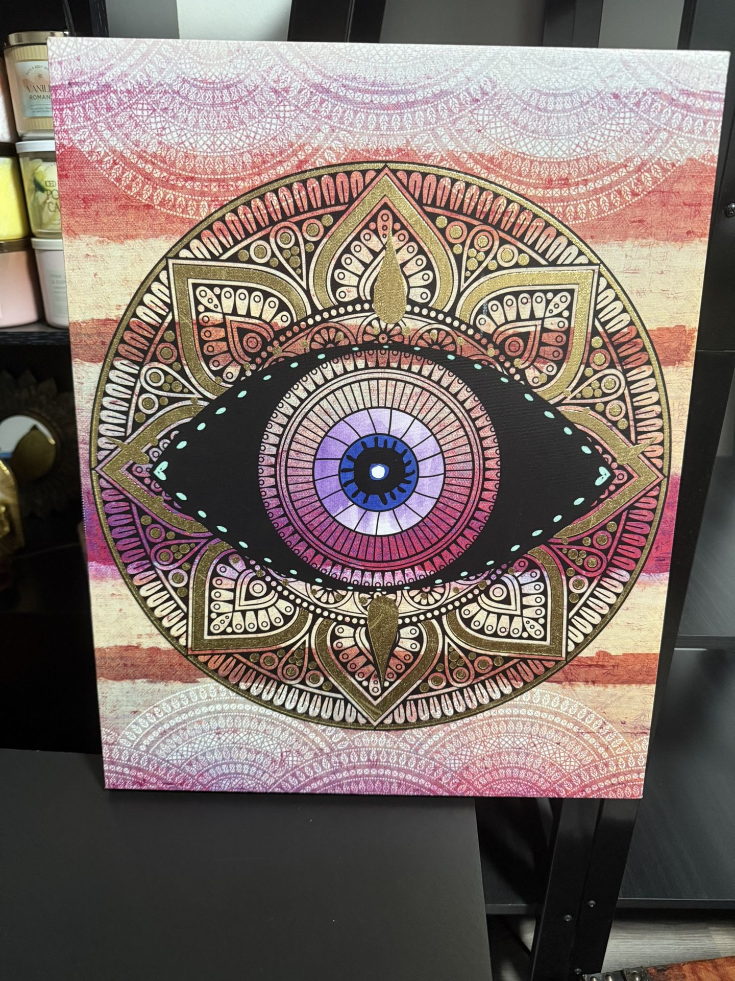 🧿 Mystical Evil Eye Mandala Wall Art – $15