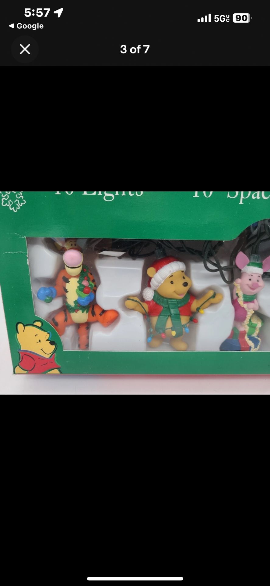 Vintage Disney Winnie the Pooh Tigger Piglet Ez Light Christmas Tree Light Set