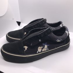 Vans x J Crew Old Skool Black Floral Sneakers Size 10.5 In Men No Shoe Laces