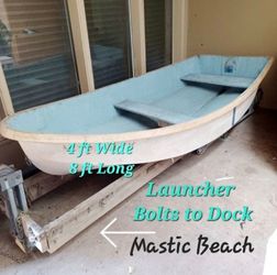 Fiberglass Solid Built Row Boat 8ft Long