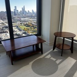 Ethan Allen Wooden Coffee Table End Table Set 