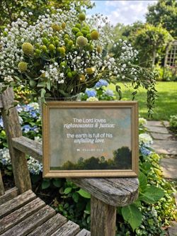 Vintage Framed Picture Psalms 33:5 Bible Verse Wall Art Home Decor Christian