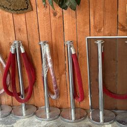 6 Chrome Stanchions with Red Ropes