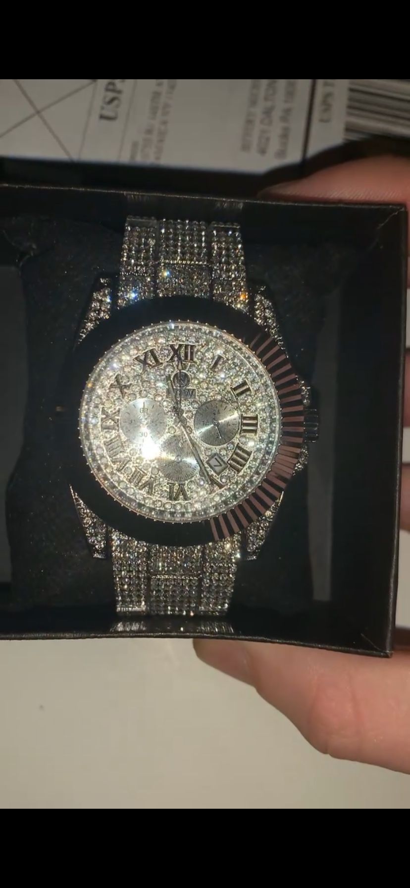 All Silver Watch With Lab Made Diamonds