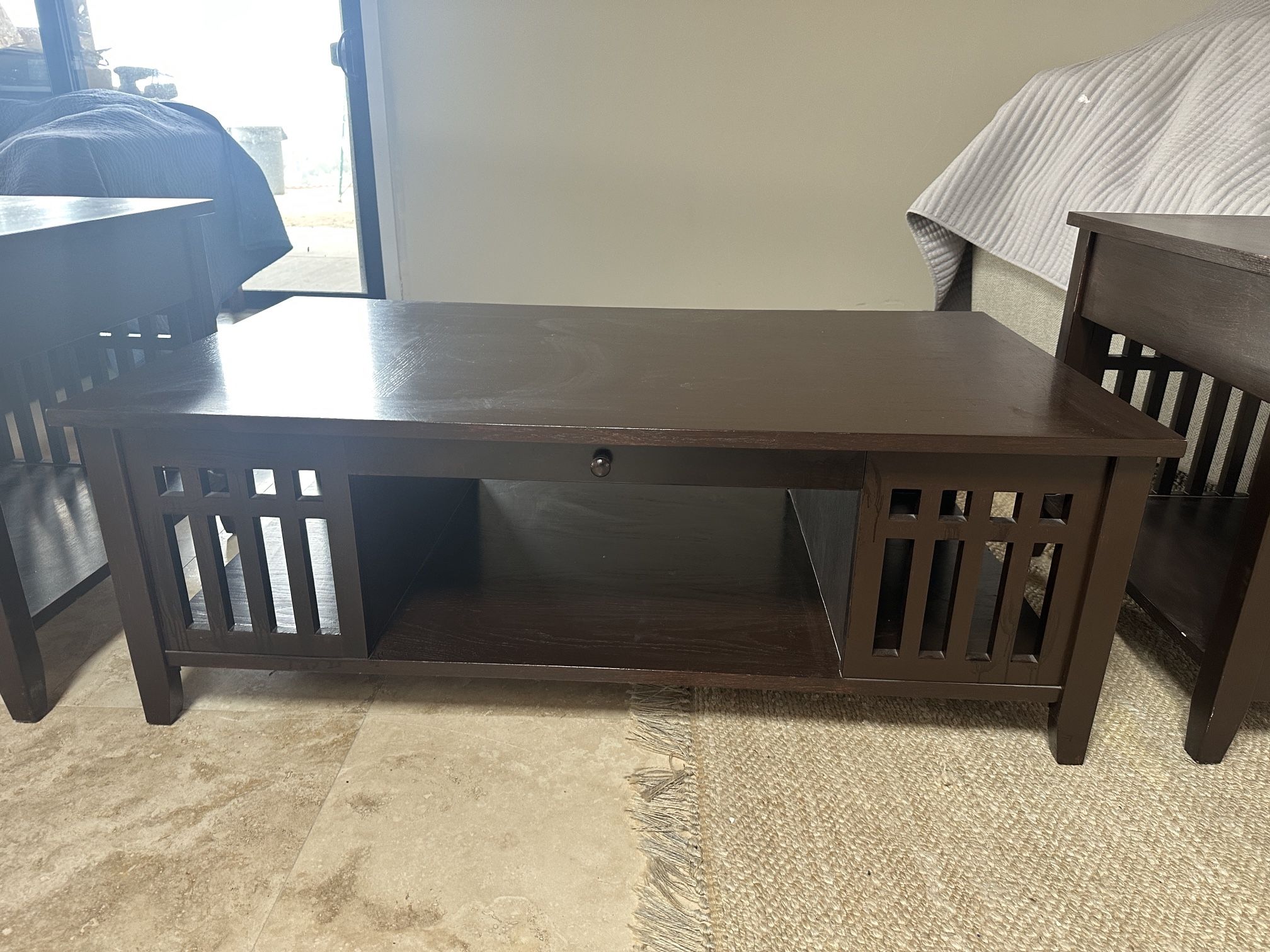 Mission Craftsman Coffee Table And 2 Matching End Tables