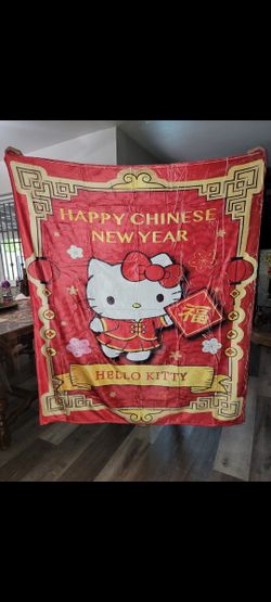 Sanrio Hello Kitty Chinese New Years Blanket Throw Size 54"x64" Brand New