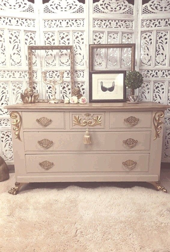 Fabulous One Of a Kind Gold Antique Farmhouse Dresser Credenza,  Delivery