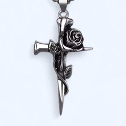 New Rose Cross Pendant Nail Charm Religious Jewelry accessories holiday gift
