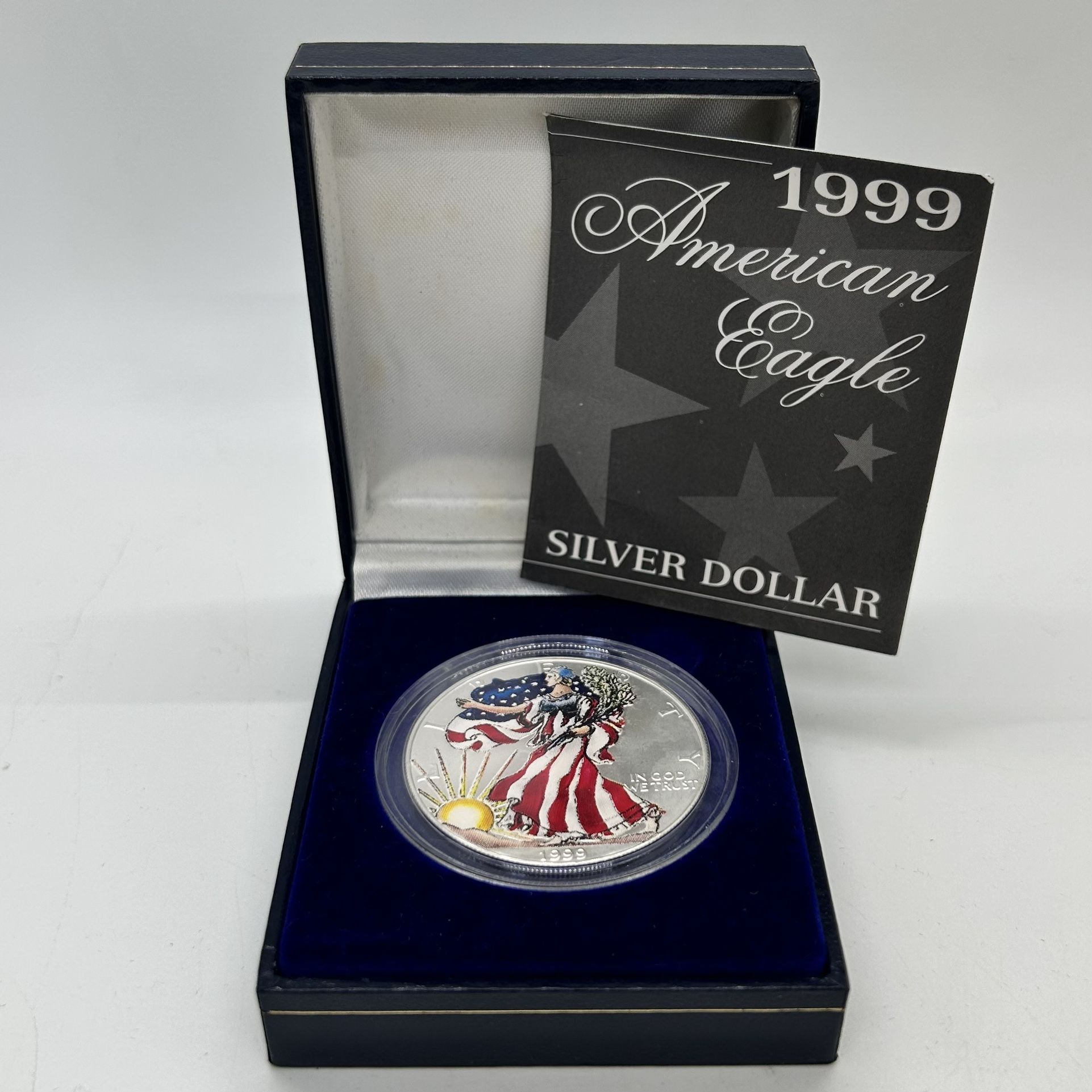 1999 American Eagle Silver Dollar Walking Liberty Colorized w/ Box