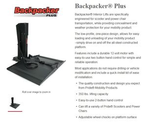 Wheelchair Lift, Backpacker Plus, Pride Lifts & Lifts