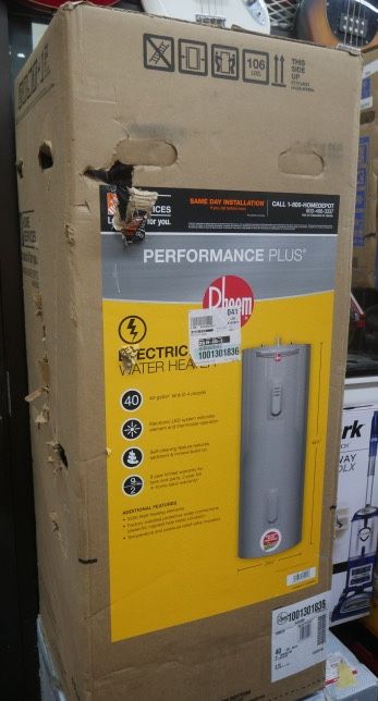 Rheem performances plus 40 gallon electric water heater w 9 years warranty new 886226-1