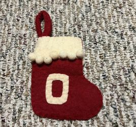 Ashland 4” Mini Wool Monogram Stocking Red Letter "O”