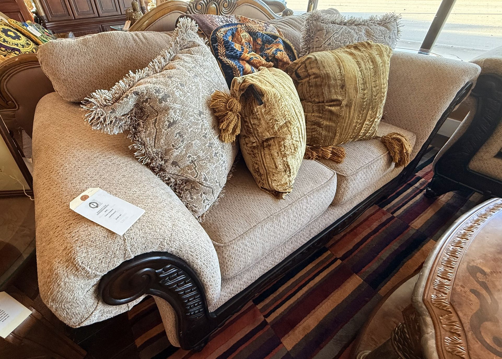 Tan Fabric Loveseat