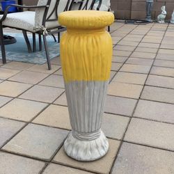 28in Ceramic Pottery Pedestal Pillar Plant Stand Textured Column 