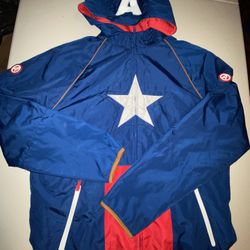 Disney Parks Marvel Captain America Hooded Windbreaker Jacket Unisex Medium Large