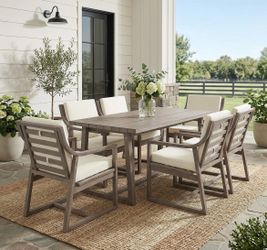 Assembled New 7-Piece Outdoor Dining Set with Rectangular Table & Ergonomic Chairs 6 Person