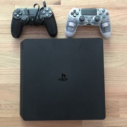  PS4 Slim 1TB Gaming Console, CUH-2115B with Two Controllers