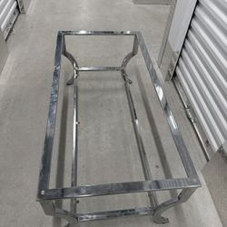 Metal Coffee Table With Glass Top And Shelf