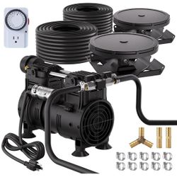 HQUA PAS20 Pond & Lake Aeration System for Up to 3 Acre, 3/4 HP Compressor + Two 100' Weighted Tubing + 2 Diffusers