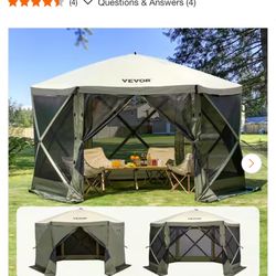 Pop Up Gazebo Tent 12 ft. x 12 ft. Pop-Up Screen Tent 6 Sided Canopy Sun Shelter with 6 Removable Privacy Wind Cloths