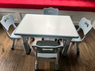 Toddler Table + Plus 4 Matching Chairs  - Adjustable heights