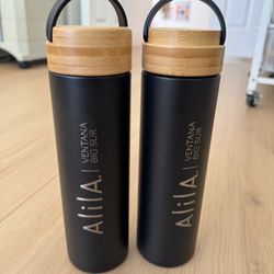  NEW Alila Ventana Big Sur Exclusive Welly Bottles – Set of 2, Bamboo Handle, 20oz