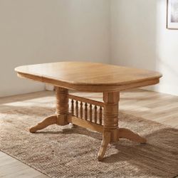 Solid Wood Double Pedestal Extension Dining Table