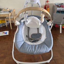 Ingenuity SimpleComfort Compact Soothing Swing, Rotating Bar, Rotating Seat, 6 Speeds, for Ages 0-9 Months, Up to 20 Pounds