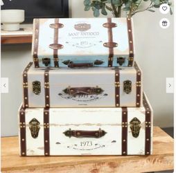 Wooden Nesting  Decorative Truck with Vintage Accents- Set of 3