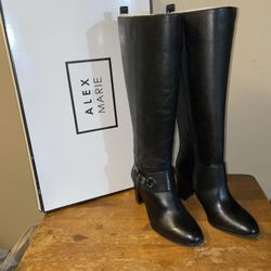 Alex Marie Black Knee High Boots Wide Calf 7.5