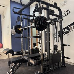 LLERO Commercial P1 Smith Machine - Full Gym Package w/ Weights, Mats & Bench - Free Delivery & Assembly