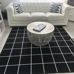 72” X 72” Black And White Checkered Carpet