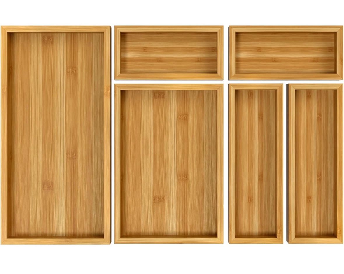 Bamboo Kitchen Drawer Organizer New