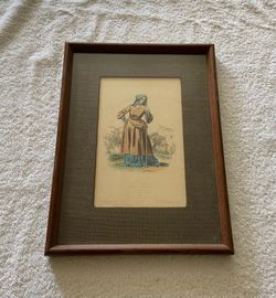 Vintage French Bo Peep Framed Art