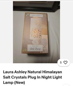 New Laura Ashley Natural Himalayan Salt Crystal's Night Light Lamp