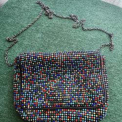 Pink Haley Rhinestone Chain Bag – Y2K Vibes, Multicolor Bling