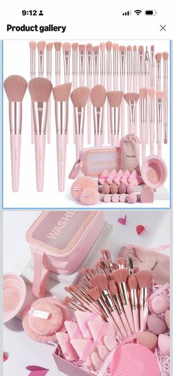 MAANGE Makeup Brush Set 49 Pcs Makeup Tool Set Premium Synthetic Foundation Powder Concealers Eye shadows Blush Makeup Brushes (Pink, 49 Piece Set)