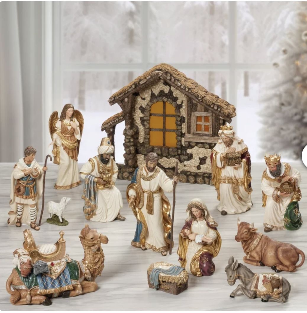 New! Costco Kirkland Signature 14 Pcs Nativity Set Christmas