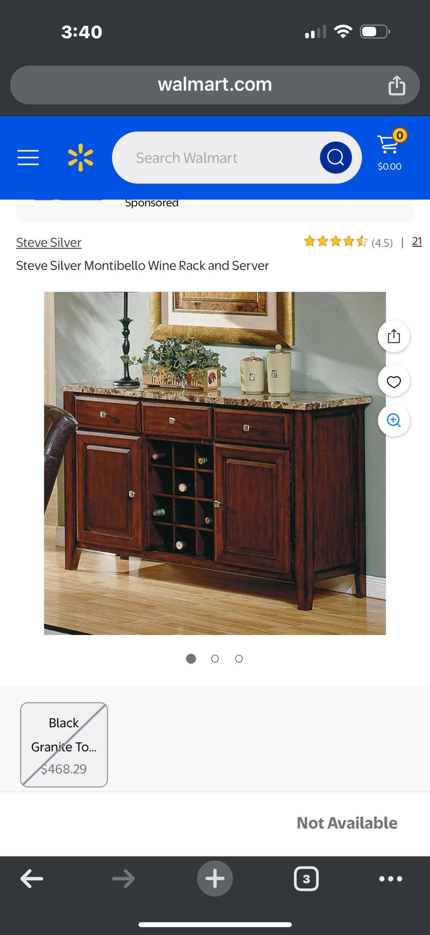Liquor Bar/TV Stand / Steve Silver Montibello Wine Rack and Server