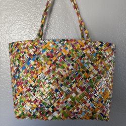 WRAPPER TOTE BAG CANDY WRAPPER GUM WRAPPER LARGE TOTE UPCYCLED RECYCLED BAG