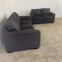 Charcoal Couch And Loveseat Sofa Set *Free Delivery*