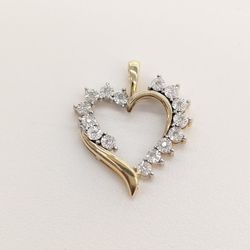 10kt Real Gold Real Diamond Heart Pendant
